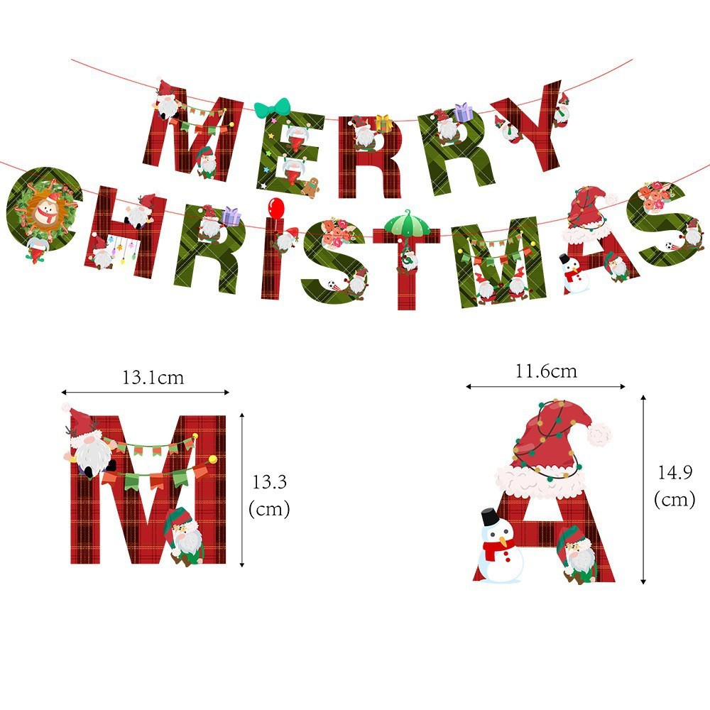 Jacenvly New Christmas Tree Ornaments Christmas Decorations Christmas Flag Hanging Decorations Holiday Banner Party Decoration Paper Cartoons Christmas Flag Fall Decor
